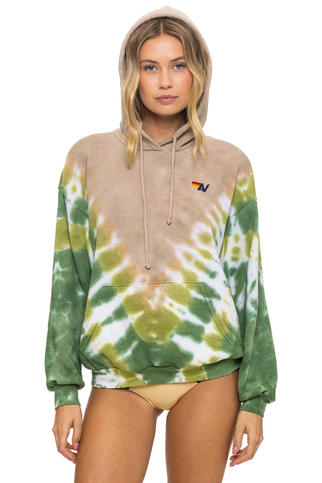 Classic HAND DYED V RELAXED PULLOVER HOODIE - TIE DYE SAND JUNGLE