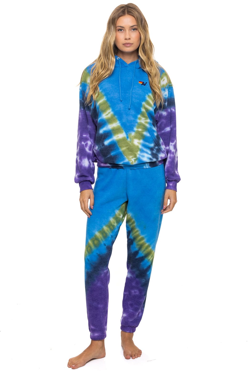 Classic HAND DYED V RELAXED PULLOVER HOODIE - TIE DYE OCEAN PURPLE