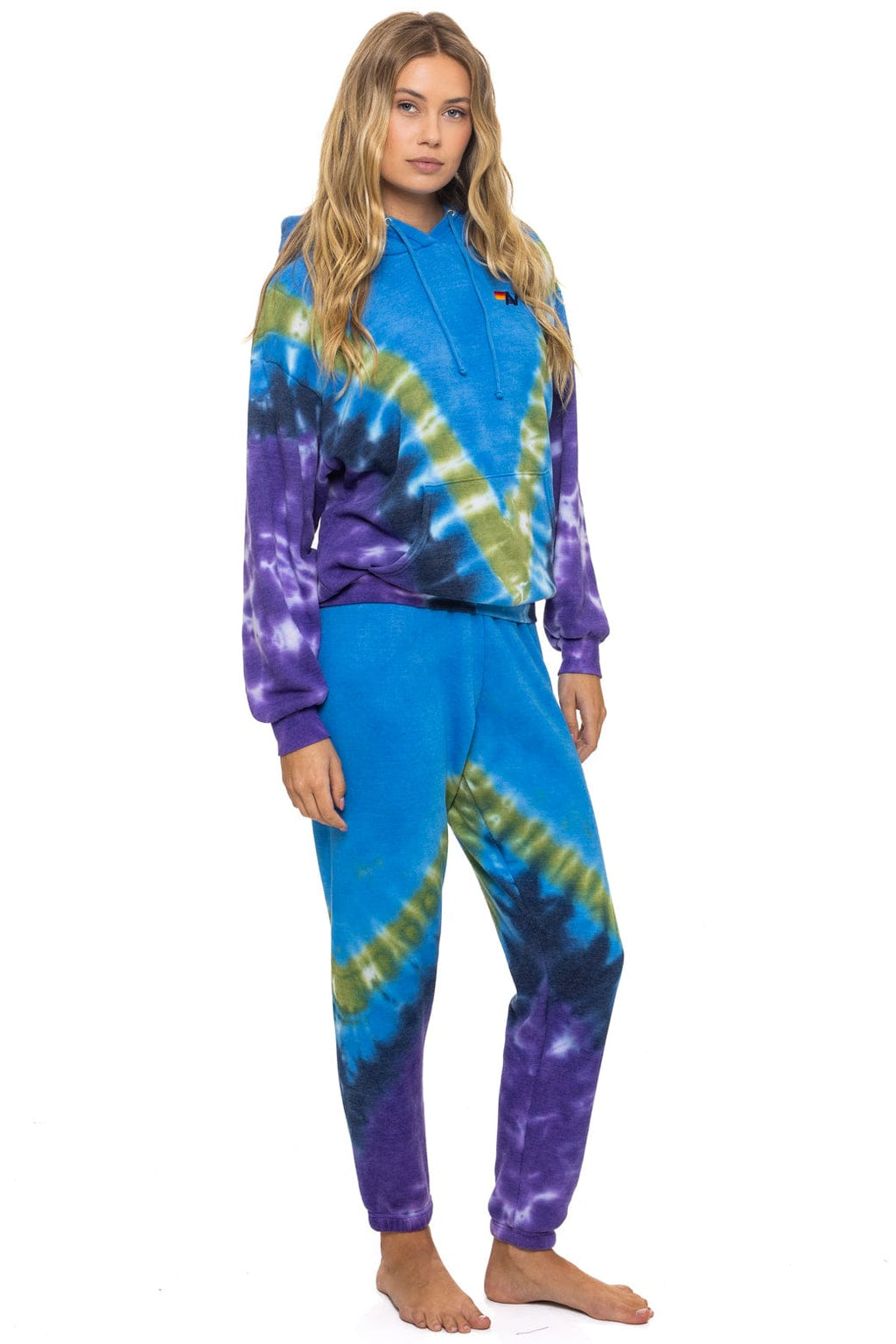 Classic HAND DYED V RELAXED PULLOVER HOODIE - TIE DYE OCEAN PURPLE