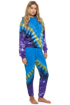 Classic HAND DYED V RELAXED PULLOVER HOODIE - TIE DYE OCEAN PURPLE