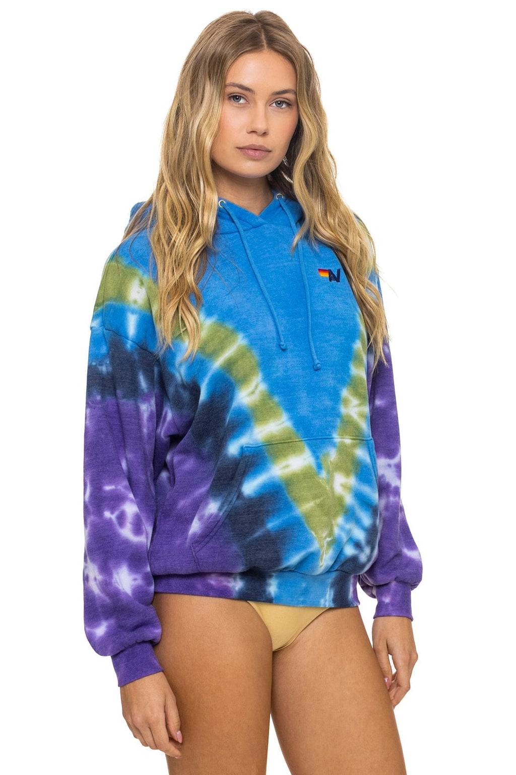 Classic HAND DYED V RELAXED PULLOVER HOODIE - TIE DYE OCEAN PURPLE