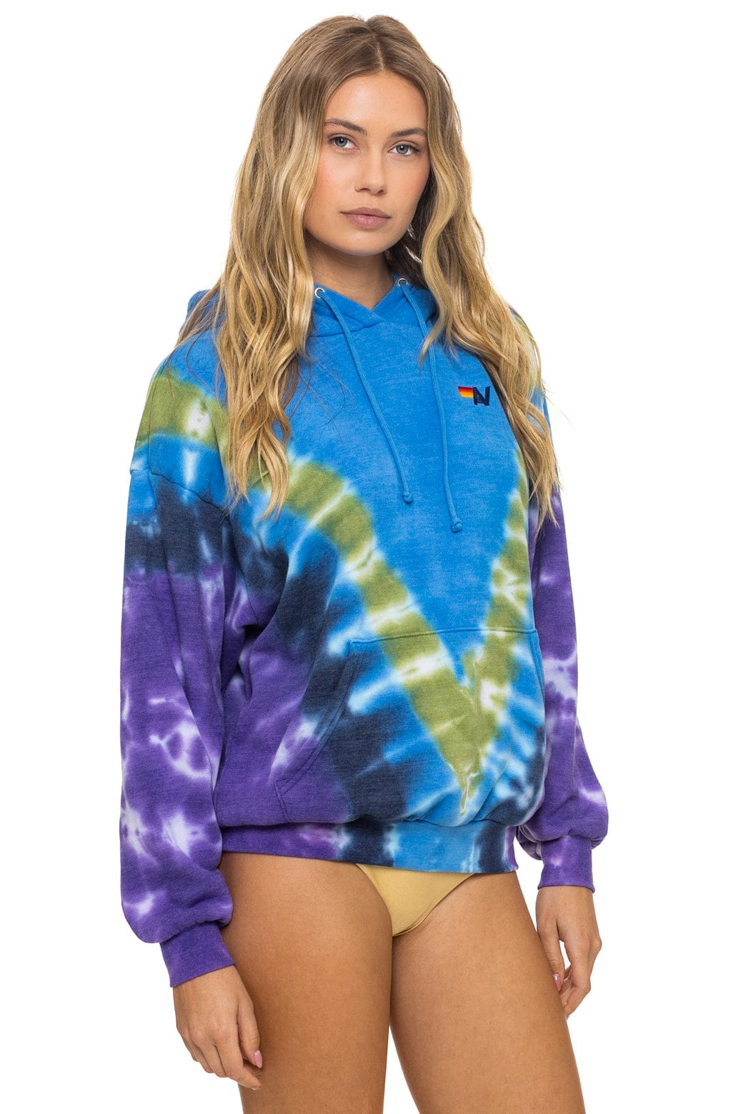 Classic HAND DYED V RELAXED PULLOVER HOODIE - TIE DYE OCEAN PURPLE