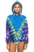 Classic HAND DYED V RELAXED PULLOVER HOODIE - TIE DYE OCEAN PURPLE