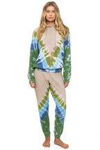 Classic HAND DYED V RELAXED PULLOVER HOODIE - TIE DYE SAND BLUE GREEN