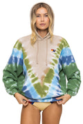 Classic HAND DYED V RELAXED PULLOVER HOODIE - TIE DYE SAND BLUE GREEN
