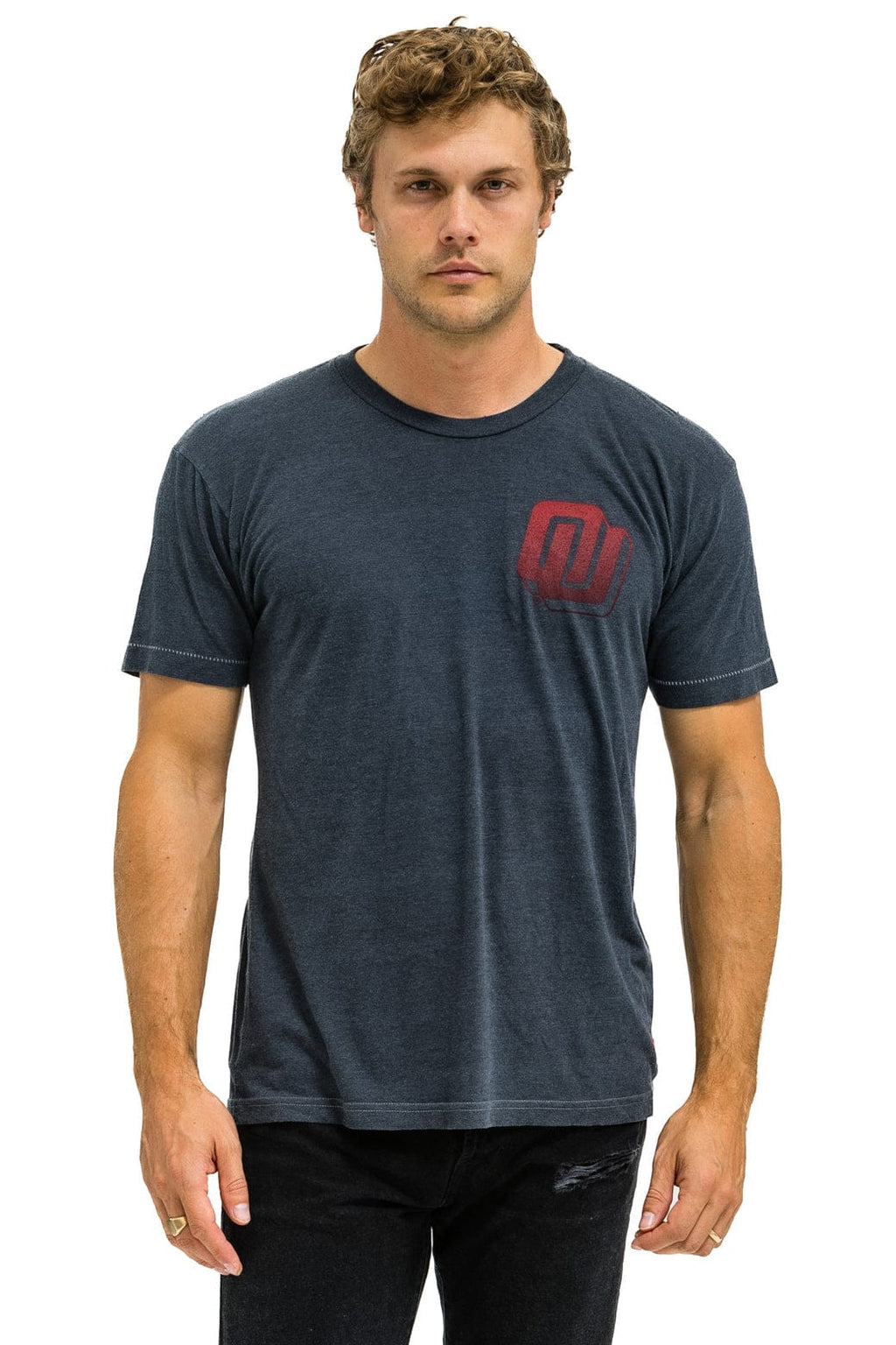 Classic UNIVERSITY OF OKLAHOMA BOLT CREW TEE SHIRT - CHARCOAL