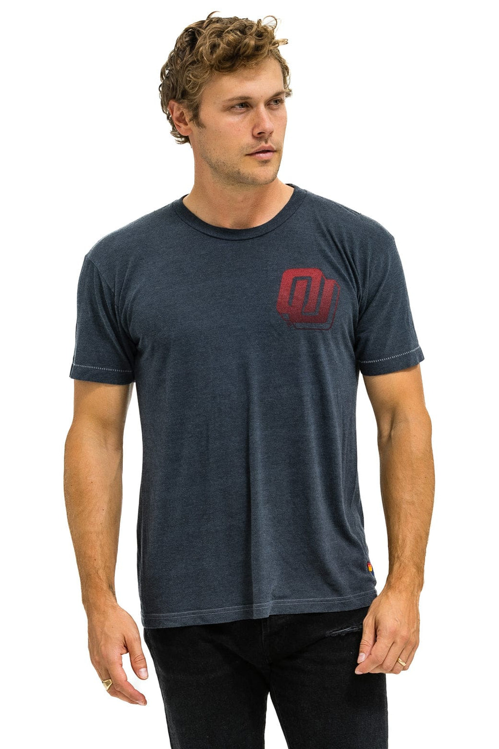 Classic UNIVERSITY OF OKLAHOMA BOLT CREW TEE SHIRT - CHARCOAL