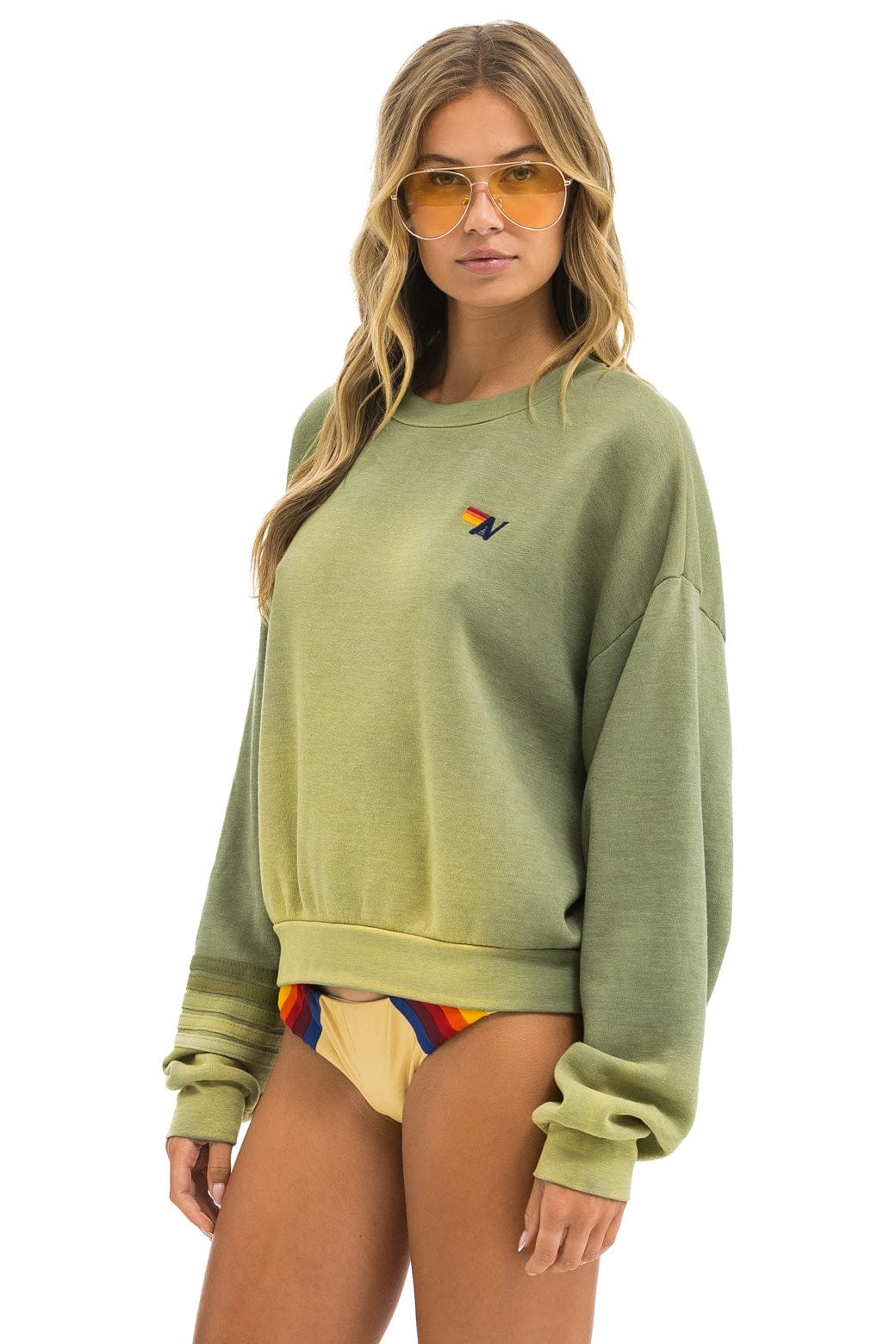 Classic RUGBY STITCH RELAXED CREW SWEATSHIRT - FADED ARMY
