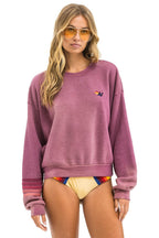 Classic RUGBY STITCH RELAXED CREW SWEATSHIRT - FADED BERRY