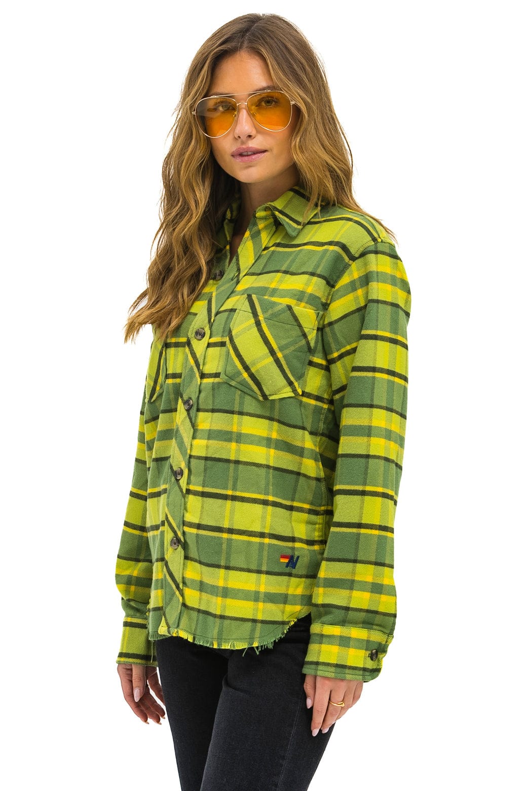 Classic PLAID FLANNEL LIGHT WEIGHT UNISEX WESTERN SHIRT - AVOCADO PLAID