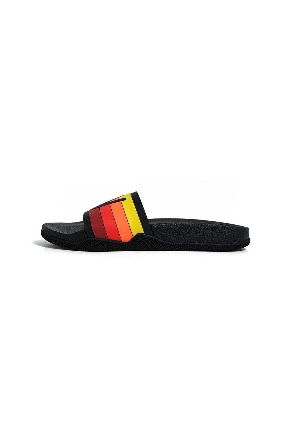 Classic AVIATOR NATION LOGO RAINBOW 4 STRIPE SLIDES - BLACK