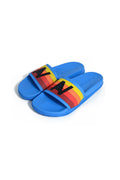 Classic AVIATOR NATION LOGO RAINBOW 4 STRIPE SLIDES - OCEAN BLUE