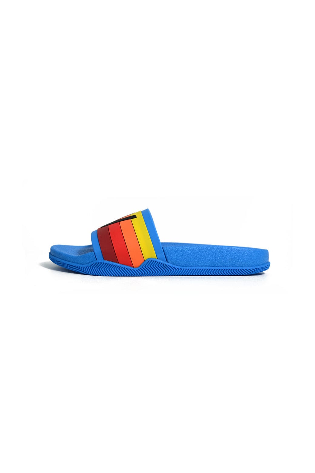 Classic AVIATOR NATION LOGO RAINBOW 4 STRIPE SLIDES - OCEAN BLUE