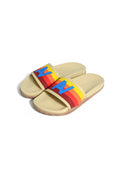 Classic AVIATOR NATION LOGO RAINBOW 4 STRIPE SLIDES - VINTAGE WHITE
