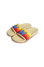 Classic AVIATOR NATION LOGO RAINBOW 4 STRIPE SLIDES - VINTAGE WHITE