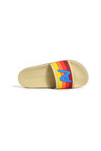 Classic AVIATOR NATION LOGO RAINBOW 4 STRIPE SLIDES - VINTAGE WHITE