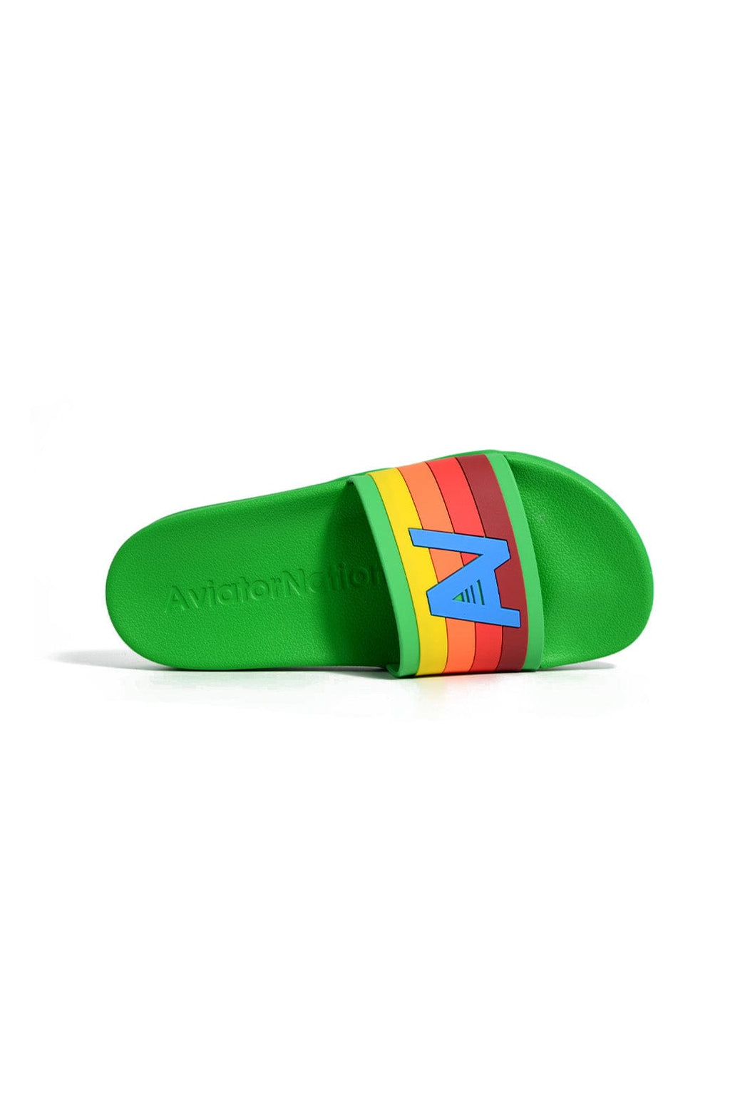 Classic MEMBER EXCLUSIVE LOGO RAINBOW 4 STRIPE SLIDES - KELLY GREEN