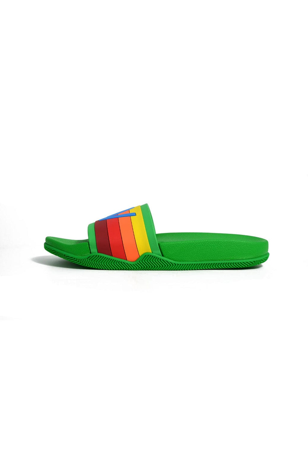 Classic MEMBER EXCLUSIVE LOGO RAINBOW 4 STRIPE SLIDES - KELLY GREEN