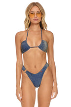 Classic SPARKLE GYPSY RING HI-CUT FULL COVERAGE BIKINI BOTTOMS - NAVY