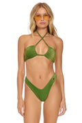 Classic SPARKLE ST TROPEZ BANDEAU HALTER BIKINI TOP - ARMY