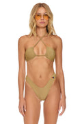 Classic SPARKLE ST TROPEZ SCRUNCH CHEEKY BIKINI BOTTOMS - SAND