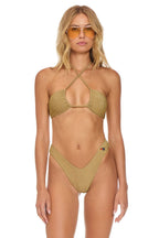 Classic SPARKLE ST TROPEZ SCRUNCH CHEEKY BIKINI BOTTOMS - SAND