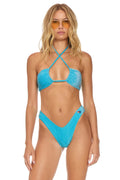 Classic SPARKLE ST TROPEZ BANDEAU HALTER BIKINI TOP - SKY