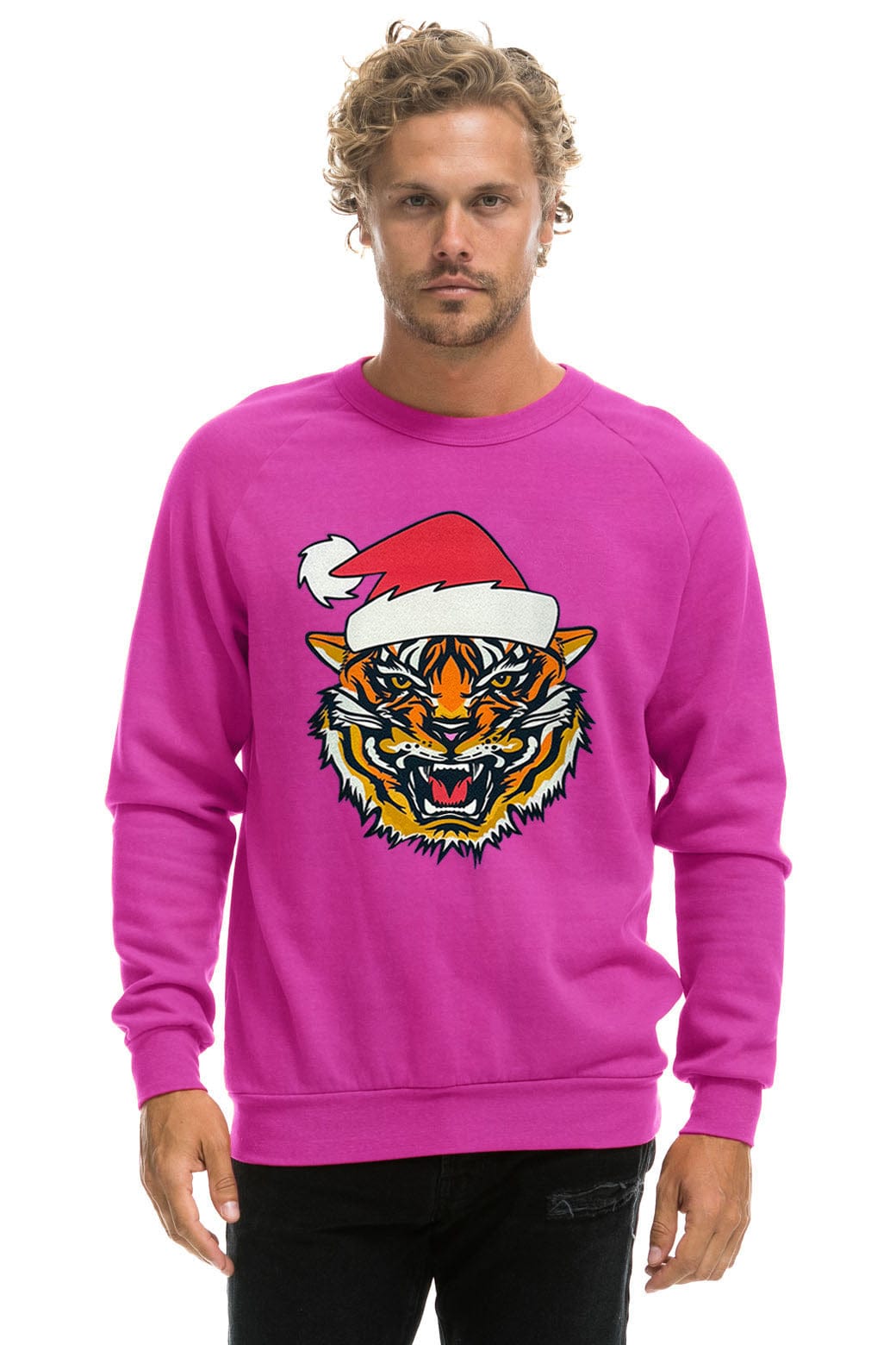 Classic SANTA TIGER SWEATSHIRT - MAGENTA