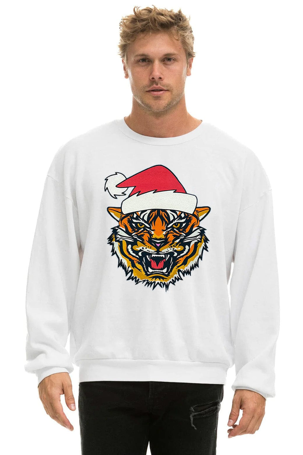 Classic RELAXED SANTA TIGER SWEATSHIRT - WHITE