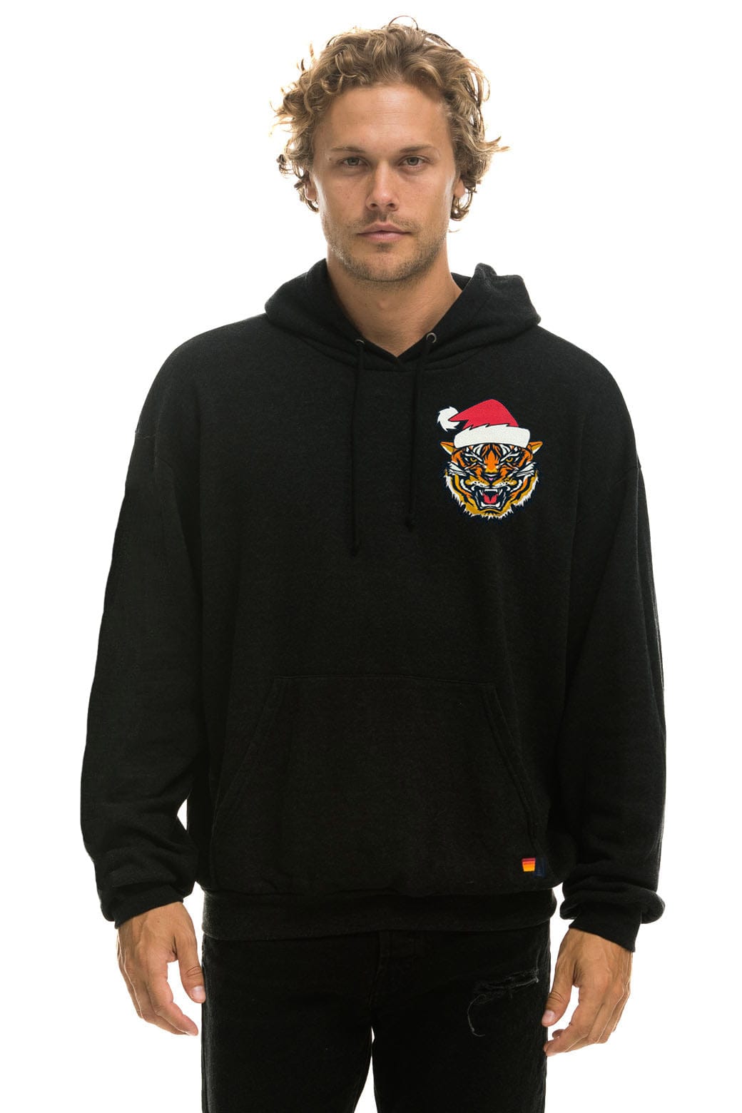Classic SANTA TIGER RELAXED PULLOVER HOODIE - BLACK