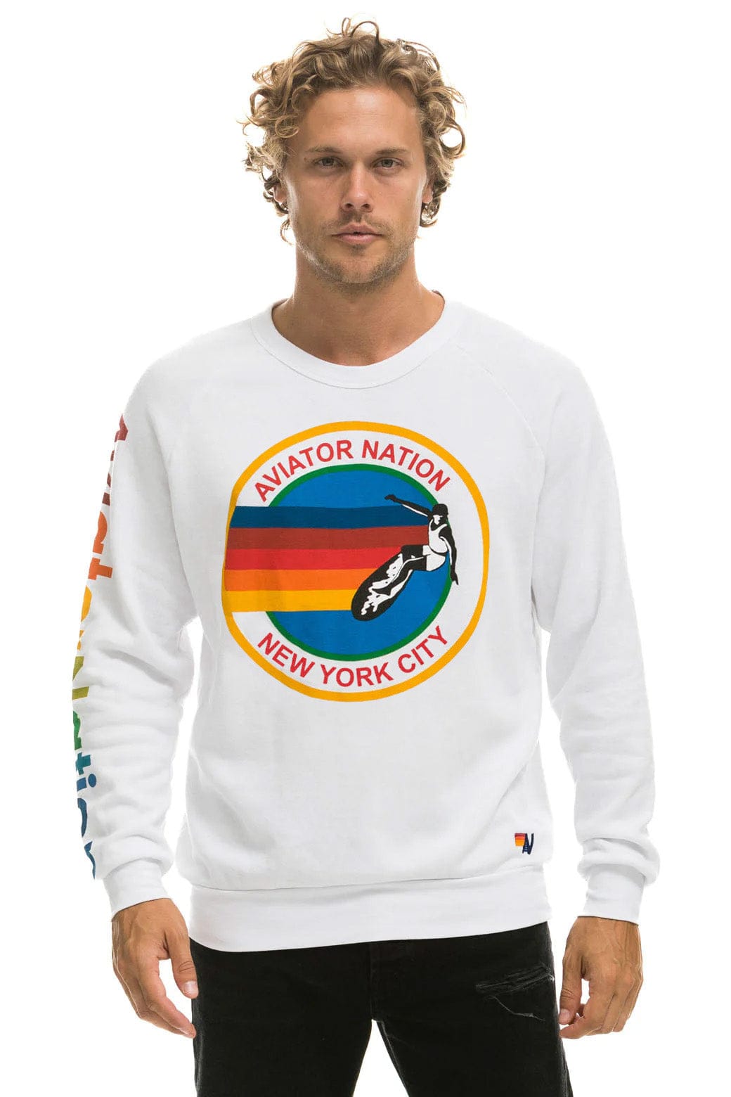 Classic AVIATOR NATION NEW YORK CITY CREW SWEATSHIRT - WHITE