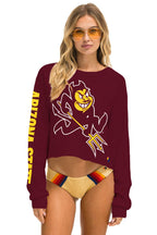 Classic ASU BOLT CROPPED CREW SWEATSHIRT - MAROON