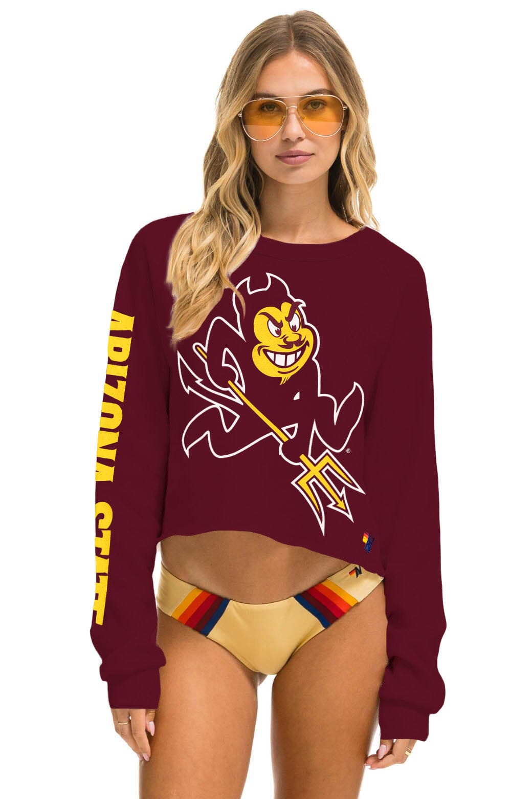 Classic ASU BOLT CROPPED CREW SWEATSHIRT - MAROON
