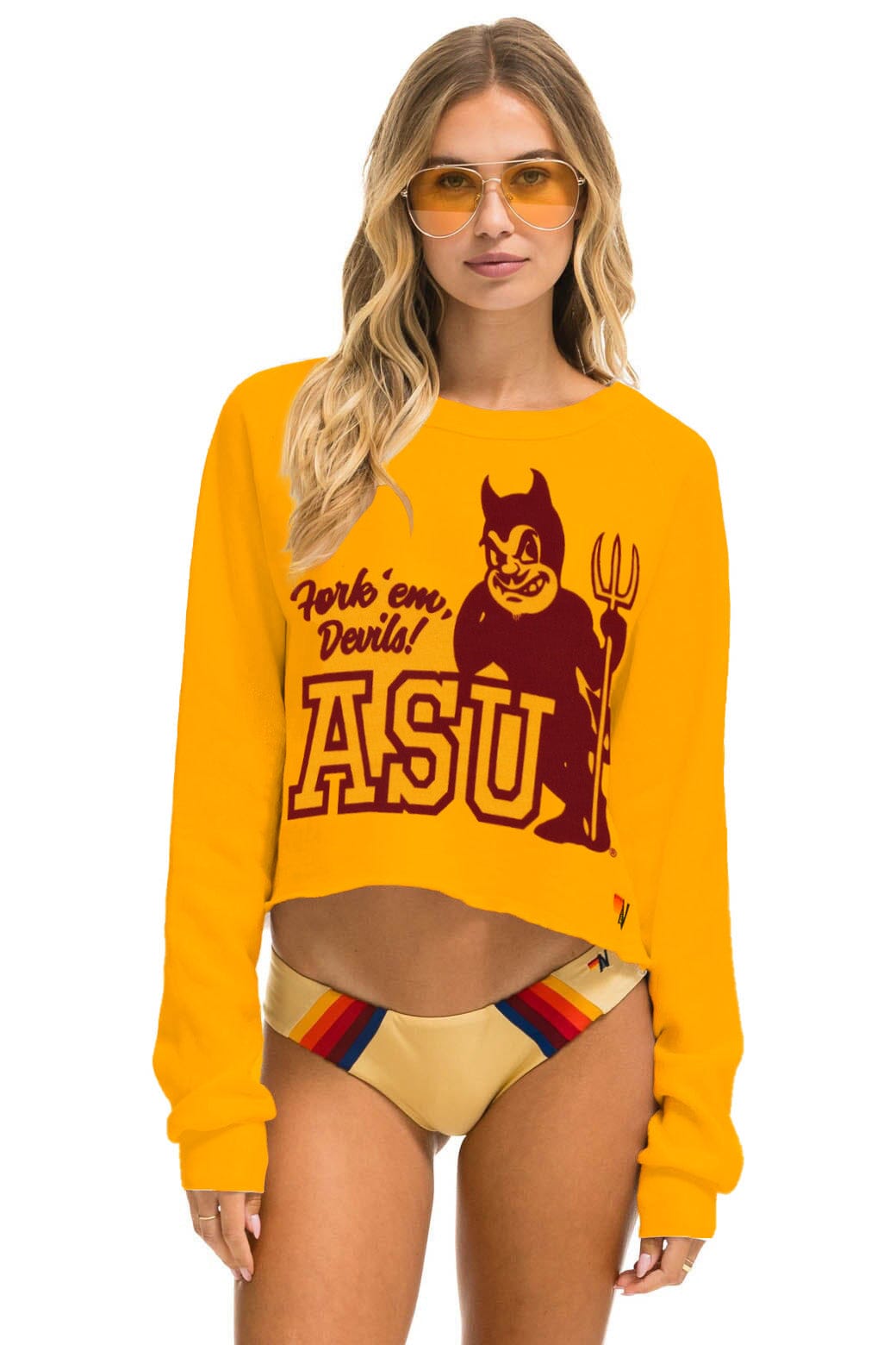 Classic ASU VINTAGE DEVIL CROPPED CREW SWEATSHIRT - GOLD