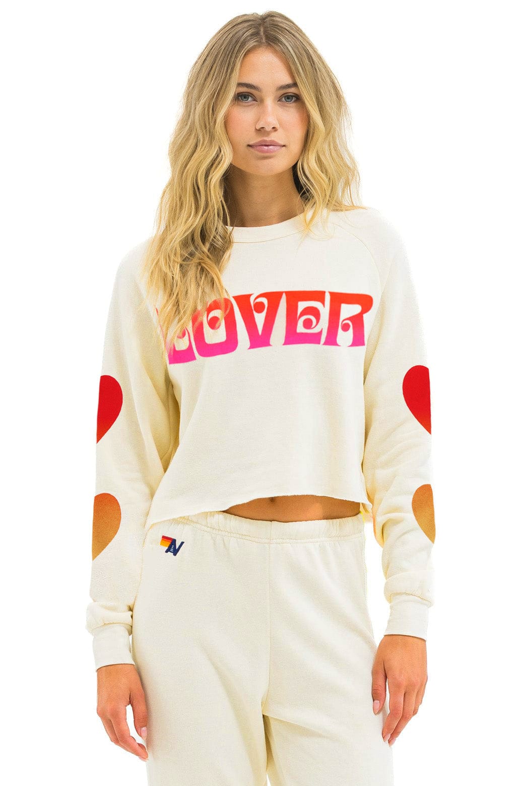 Classic LOVER HEART FADE CROPPED CREW SWEATSHIRT - VINTAGE WHITE