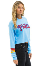 Classic PHILLIES RUGBY STITCH CROPPED CREW SWEATSHIRT - SKY
