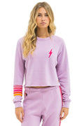 Classic BOLT RUGBY STITCH CROPPED CREW SWEATSHIRT - MAUVE MAGENTA ORANGE