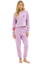 Classic BOLT RUGBY STITCH CROPPED CREW SWEATSHIRT - MAUVE MAGENTA ORANGE