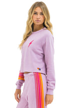 Classic BOLT RUGBY STITCH CROPPED CREW SWEATSHIRT - MAUVE MAGENTA ORANGE