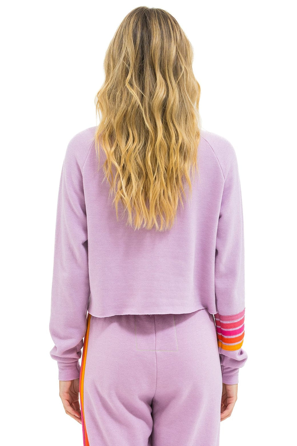 Classic BOLT RUGBY STITCH CROPPED CREW SWEATSHIRT - MAUVE MAGENTA ORANGE