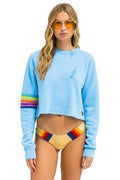 Classic BOLT RUGBY STITCH CROPPED CREW SWEATSHIRT - SKY RAINBOW