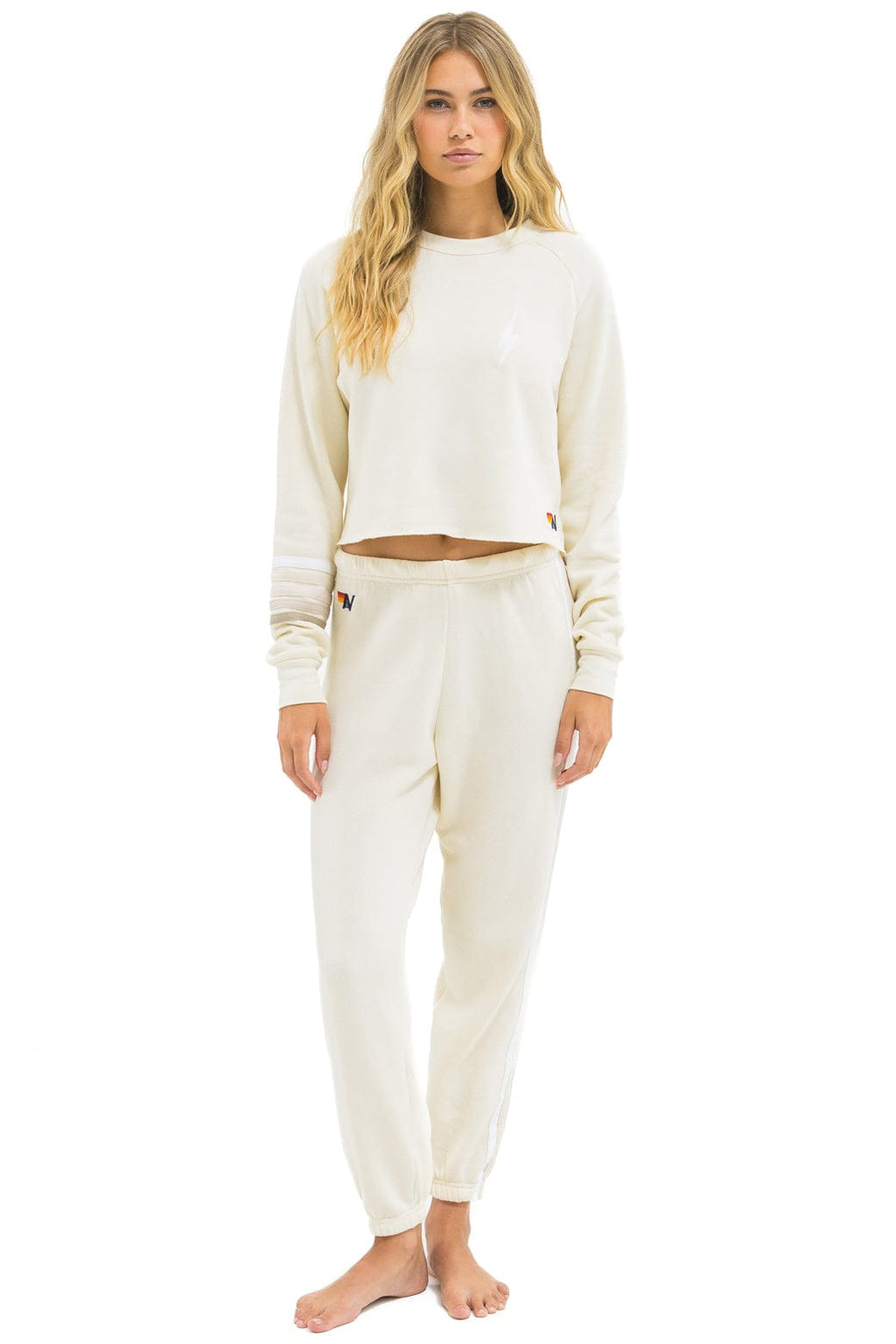 Classic BOLT RUGBY STITCH CROPPED CREW SWEATSHIRT - VINTAGE WHITE WHITE GREY