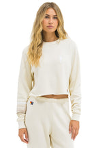 Classic BOLT RUGBY STITCH CROPPED CREW SWEATSHIRT - VINTAGE WHITE WHITE GREY