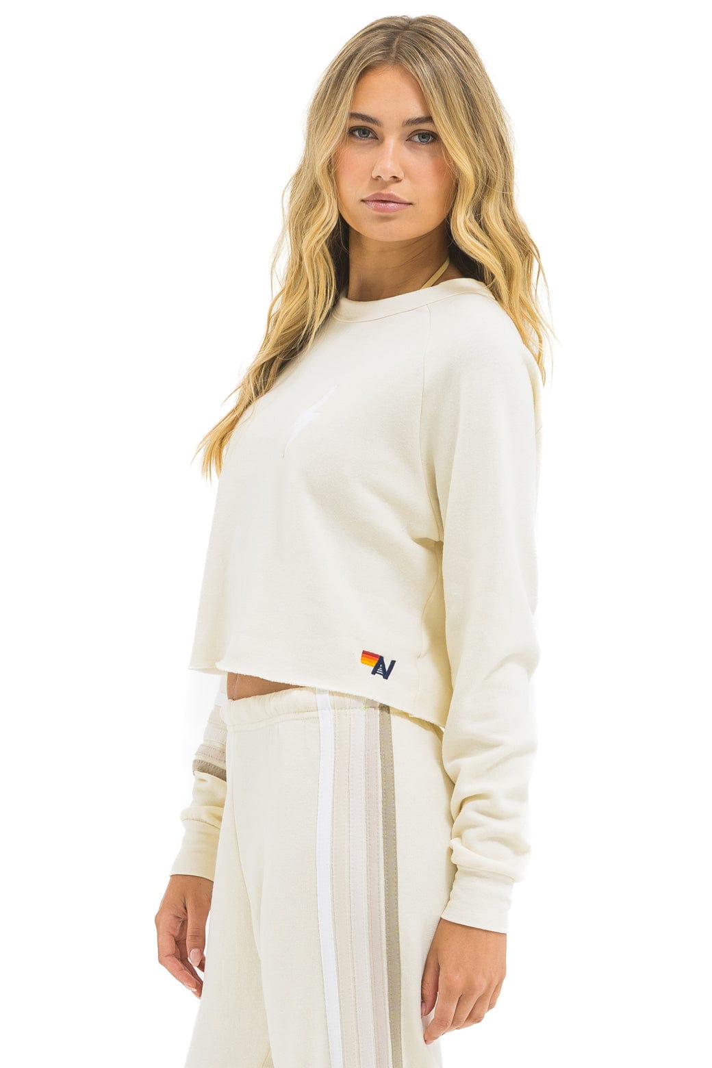 Classic BOLT RUGBY STITCH CROPPED CREW SWEATSHIRT - VINTAGE WHITE WHITE GREY
