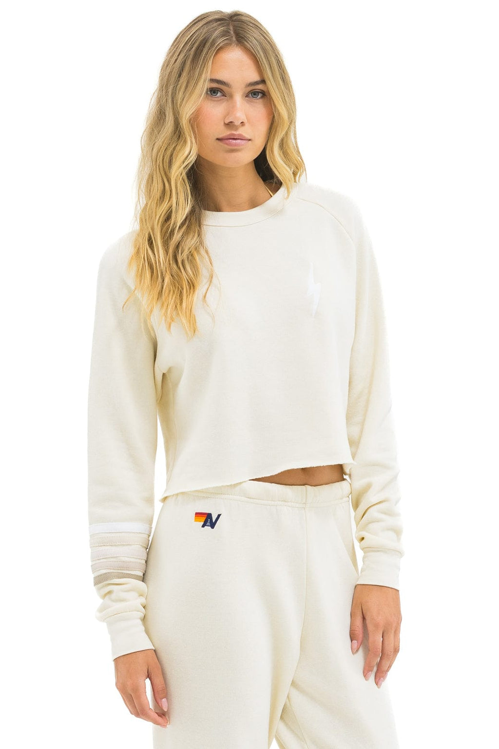 Classic BOLT RUGBY STITCH CROPPED CREW SWEATSHIRT - VINTAGE WHITE WHITE GREY