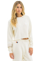 Classic BOLT RUGBY STITCH CROPPED CREW SWEATSHIRT - VINTAGE WHITE WHITE GREY