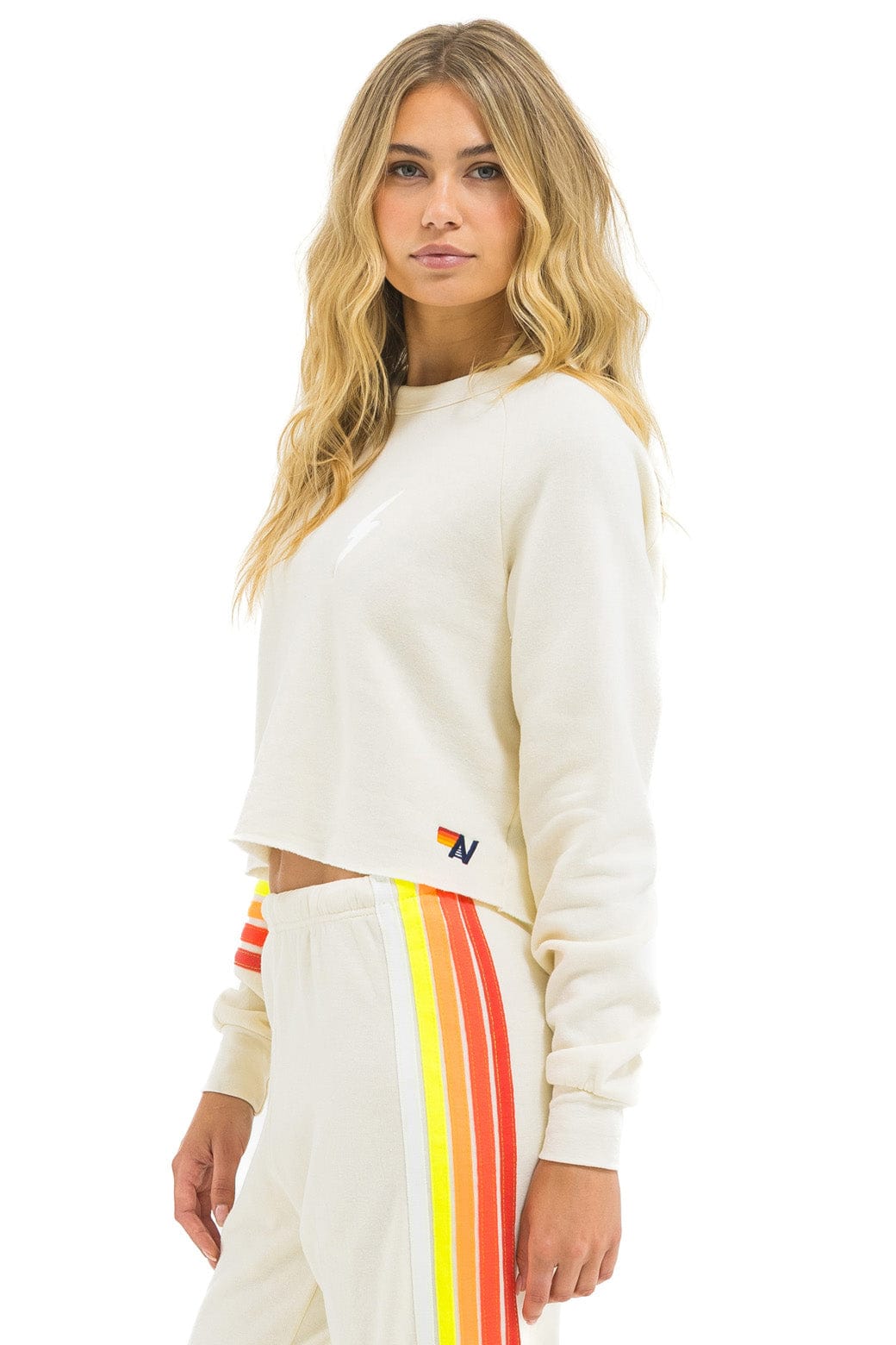 Classic BOLT RUGBY STITCH CROPPED CREW SWEATSHIRT - VINTAGE WHITE WHITE NEON
