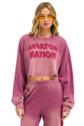 Classic AN 3D CROPPED CREW SWEATSHIRT RELAXED - FADED BERRY