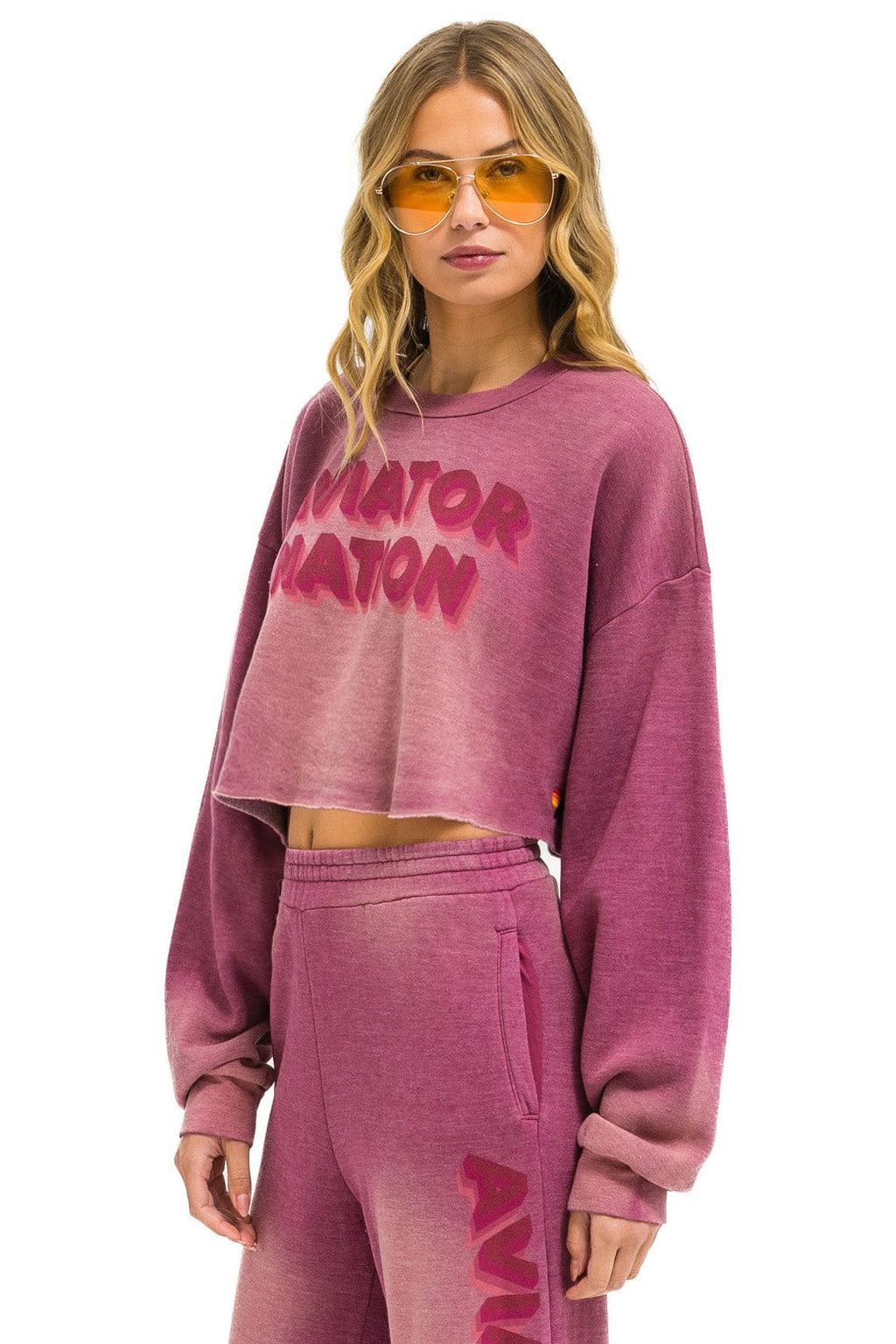 Classic AN 3D CROPPED CREW SWEATSHIRT RELAXED - FADED BERRY