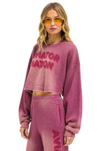 Classic AN 3D CROPPED CREW SWEATSHIRT RELAXED - FADED BERRY